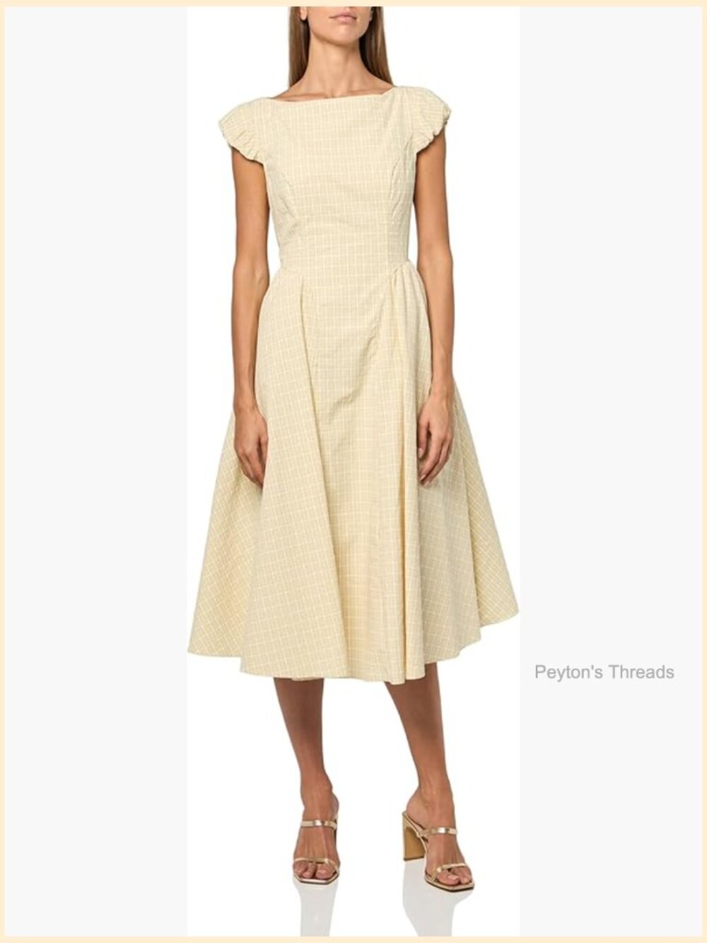 Classic Gingham Cap Sleeve Midi Dress